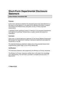 Microsoft Word - Departmental disclosure statementAnimal Welfare Amendment Bill SOP (V3)...