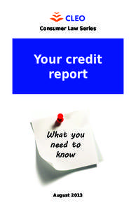 Consumer Law Series  Your credit report  What you