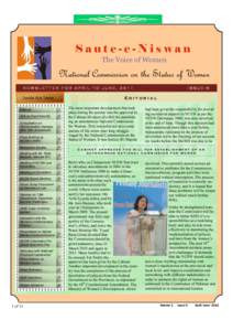 Saute-e-Niswan The Voice of Women National Commission on the Status of Women NEWSLETTER FOR APRIL TO JUNE, 2011