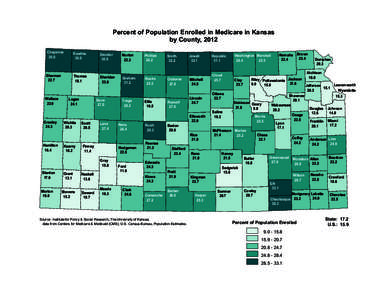 Percent of Population Enrolled in Medicare in Kansas by County, 2012 Cheyenne[removed]Rawlins