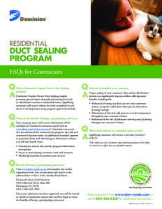 RESIDENTIAL  DUCT SEALING PROGRAM FAQs for Contractors