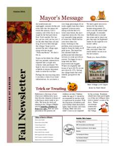 OctoberMayor’s Message Fall Newsletter