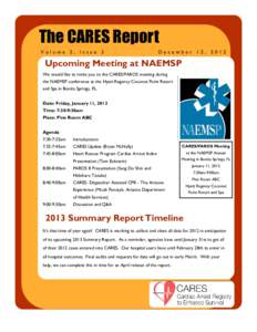 The CARES Report Volume 2, Issue 3 December 12, 2012  Upcoming Meeting at NAEMSP