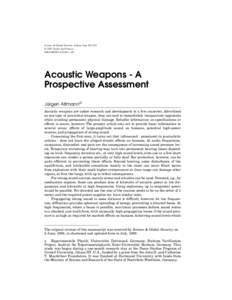 Science & Global Security, Volume 9 pp[removed] © 2001 Taylor and Francis[removed] $12.00 + .00 Acoustic Weapons - A Prospective Assessment