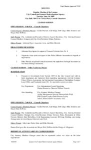 Final Minutes Approved[removed]MINUTES Regular Meeting of the Lompoc City Council and Lompoc Redevelopment Agency Tuesday, June 16, 2009