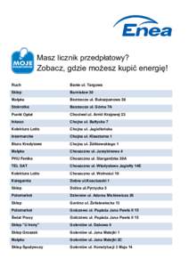 Masz licznik przedpłatowy? Zobacz, gdzie możesz kupić energię! Ruch Banie ul. Targowa