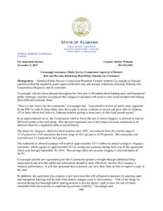 State of Alabama PUBLIC SERVICE COMMISSION 100 NORTH UNION STREET, SUITE 800 MONTGOMERY, ALABAMA[removed]TWINKLE ANDRESS CAVANAUGH