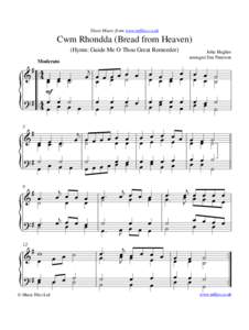 Sheet Music from www.mfiles.co.uk  Cwm Rhondda (Bread from Heaven) (Hymn: Guide Me O Thou Great Remeeder) Moderato