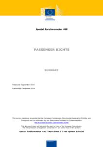 Special Eurobarometer 420  PASSENGER RIGHTS SUMMARY