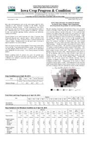 United States Department of Agriculture National Agricultural Statistics Service Iowa Crop Progress & Condition Upper Midwest Region-Iowa Field Office · 210 Walnut Street Ste 833 · Des Moines IA 50309 · ([removed]