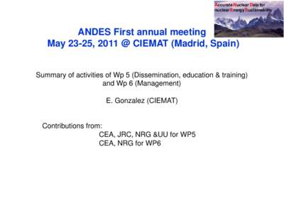 Accurate Nuclear Data for nuclear Energy Sustainability ANDES First annual meeting May 23-25, 2011 @ CIEMAT (Madrid, Spain)
