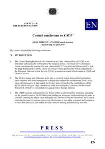 EN  COUNCIL OF THE EUROPEAN UNION  Council conclusions on CSDP