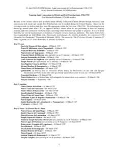 12 April 2014 FCHSM Meeting - Land concessions in Fort Pontchartrain,  ©Gail Moreau-DesHarnais, FCHSM member Tracking Land Concessions in Détroit and Fort Pontchartrain, Gail Moreau-DesHarnais, FCHSM