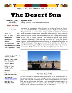 NATIONAL WEATHER SERVICE, LAS VEGAS NEVADA  The Desert Sun SKYWARN Spotter Newsletter