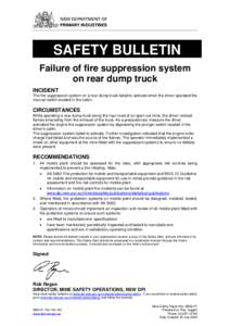 Microsoft Word - INT08[removed]SB08-07 Failure of fire suppression system on rear dump truck.DOC