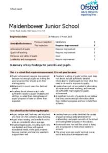 School report  Maidenbower Junior School