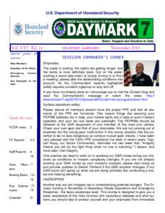 U.S. Department of Homeland Security  Vol. LVI Ed. 11 Special points interest: