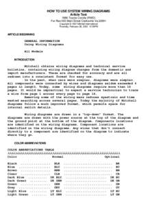 HOW TO USE SYSTEM WIRING DIAGRAMS Article Text 1986 Toyota Corolla (RWD) For Rse 555 Main Street Clarksville Va[removed]Copyright © 1997 Mitchell International Thursday, February 28, [removed]:00PM