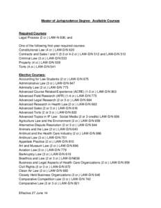 Master of Jurisprudence Degree: Available Courses  Required Courses: Legal Process (2 cr.) LAW-N 836; and One of the following first-year required courses: Constitutional Law (4 cr.) LAW-D/N 620