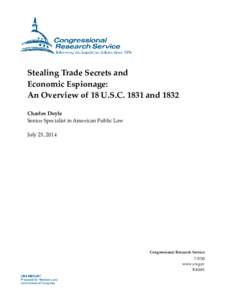 Stealing Trade Secrets and Economic Espionage: An Overview of 18 U.S.C[removed]and 1832