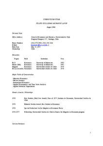 CURRICULUM VITAE FELIPE GUILLERMO MORANDE LAVIN August 2006