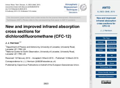 This discussion paper is/has been under review for the journal Atmospheric Measurement Techniques (AMT). Please refer to the corresponding final paper in AMT if available. Discussion Paper  Atmos. Meas. Tech. Discuss., 8