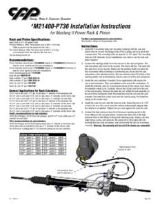 Steering, Brake & Suspension Specialists  M21400-P736 Installation Instructions #