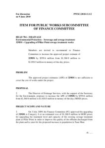 For discussion on 9 June 2010 PWSC[removed]ITEM FOR PUBLIC WORKS SUBCOMMITTEE