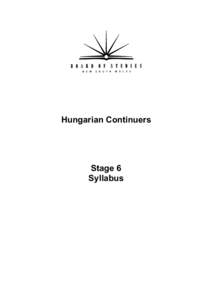 Hungarian Continuers Stage 6 Syllabus