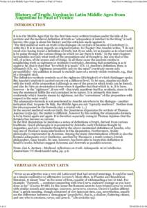 Veritas in Latin Middle Ages from Augustine to Paul of Venice