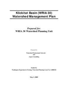 Klickitat Basin (WRIA 30) Watershed Management Plan