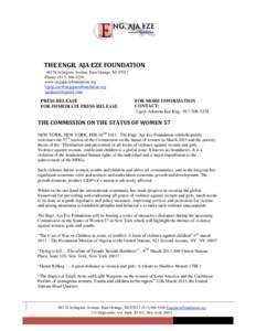 THE ENGR. AJA EZE FOUNDATION 463 N Arlington Avenue, East Orange, NJ[removed]Phone: ([removed]www.engajaezefoundation.org [removed] [removed]