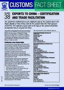 Exports to China – Certifications and Trade Facilitation