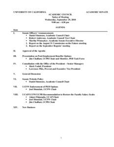 UNIVERSITY OF CALIFORNIA  ACADEMIC SENATE ACADEMIC COUNCIL Notice of Meeting