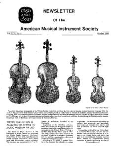NEWSLETTER Of The American Musical Instrument Society Vol. XIII, No. 3