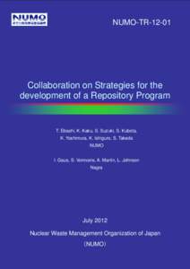 NUMO-TRCollaboration on Strategies for the development of a Repository Program  T. Ebashi, K. Kaku, S. Suzuki, S. Kubota,
