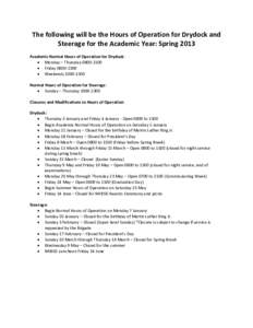Microsoft Word - Drydock Spring Semester Schedule 2013