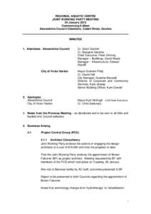 REGIONAL AQUATIC CENTRE JOINT WORKING PARTY MEETING 24 January 2013 Commencing 9.00am Alexandrina Council Chambers, Cadell Street, Goolwa