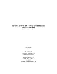 League of Women Voters of Tennessee Papers, [removed]