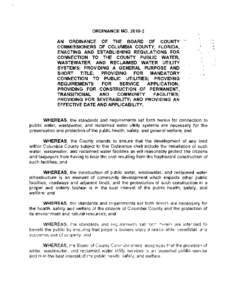 ORDINANCE NOAN ORDINANCE OF THE BOARD OF COUNTY COMMISSIONERS OF COLUMBIA COUNTY, FLORIDA, ENACTING AND ESTABLISHING REGULATIONS FOR