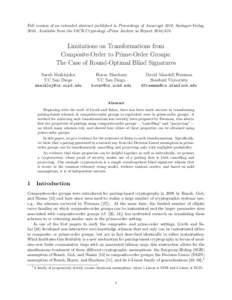 Full version of an extended abstract published in Proceedings of Asiacrypt 2010, Springer-Verlag, 2010. Available from the IACR Cryptology ePrint Archive as Report[removed]Limitations on Transformations from Composite-