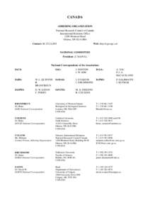 CANADA ADHERING ORGANIZATION National Research Council of Canada International Relations Office 1200 Montreal Road Ottawa, ON K1A OR6