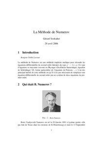 La Méthode de Numerov Gérard Sookahet 29 avril 2006