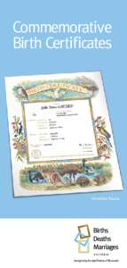 Commemorative Birth Certificates Victorian Fauna  Australian Blue / Australian Pink