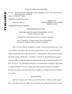 PUBLISHED  COURT OF APPEALS OF VIRGINIA Present:  Chief Judge Felton, Judges Elder, Frank, Humphreys, Kelsey, Petty, Beales, Alston,