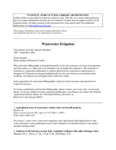 NATIONAL AGRICULTURAL LIBRARY ARCHIVED FILE Archived files are provided for reference purposes only. This file was current when produced, but is no longer maintained and may now be outdated. Content may not appear in ful