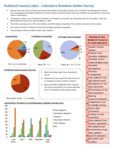 Hubbard County Lakes - Lakeshore Resident Online Survey  Indiana University’s School of Public and Environmental Affairs spring 2013 capstone course entitled “Lake Management Associations: Developing Sustainabilit