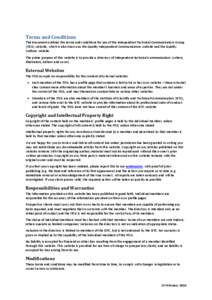 Terms and Conditions This document outlines the terms and conditions for use of the Independent Technical Communicators Group (ITCG) website, which is also known as the Quality Independent Communicators website and the Q