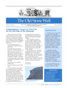 The Old Stone Wall Volume XI, Number 4 State of New Hampshire, Department of Cultural Resources Division of Historical Resources