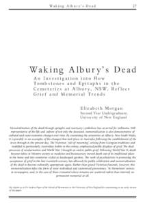 Waking Albury’s Dead  27 Waking Albury’s Dead An Investigation into How